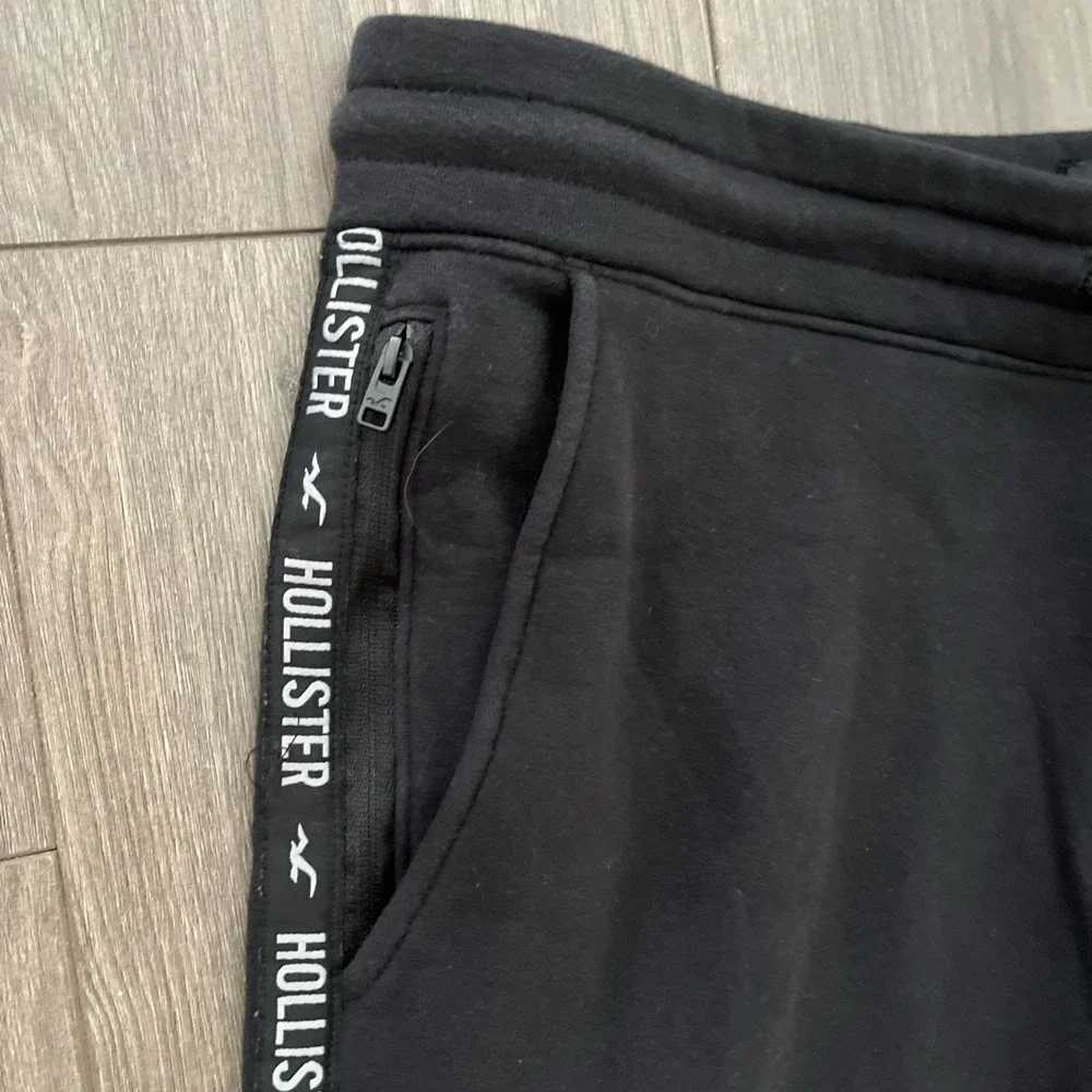 Hollister Jogger Sweatpants Mens XL Zip Pocket Elastic Waist Drawstring Black